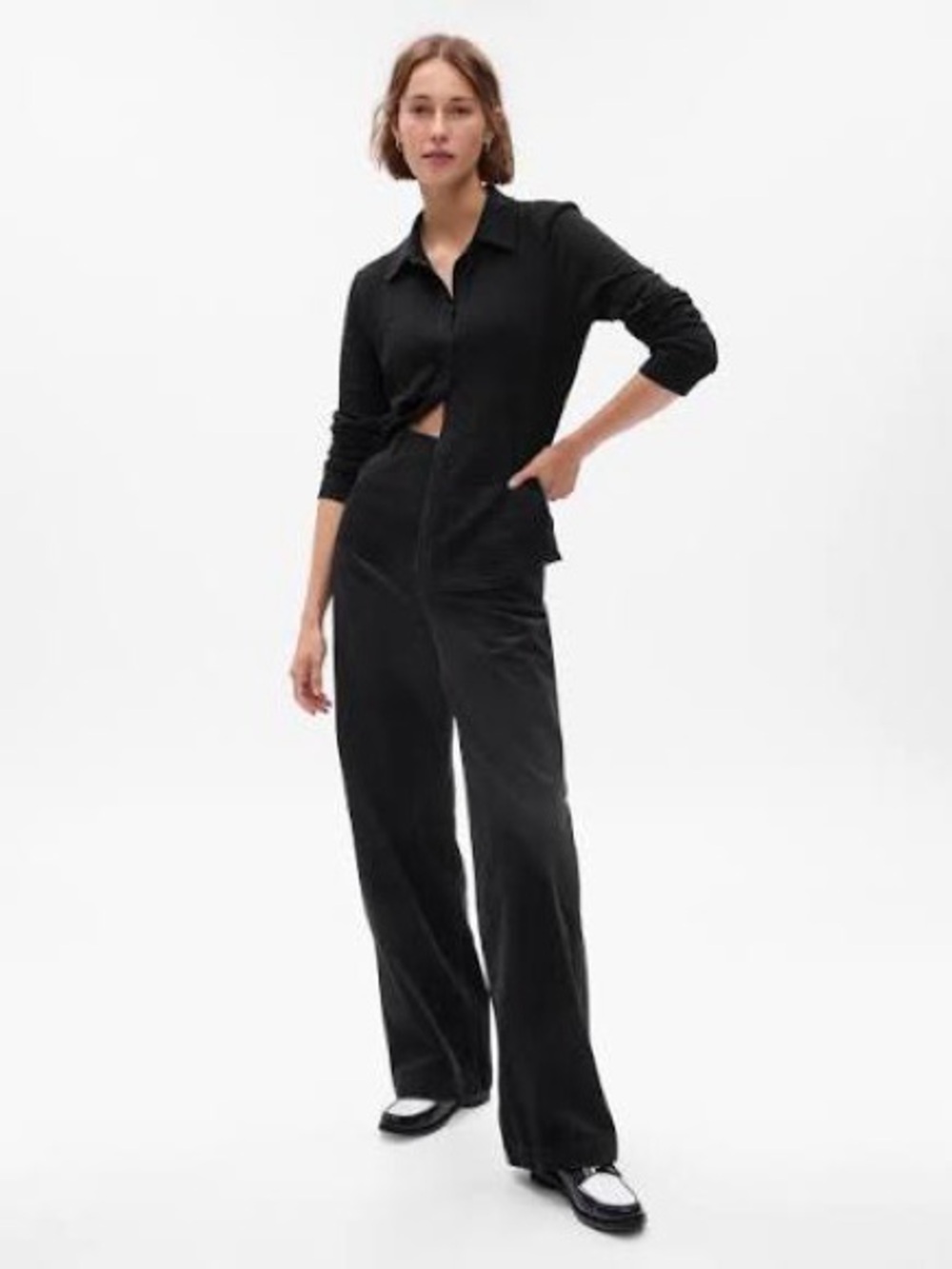 GAP Black Corduroy Midrise Loose Wide Leg Sz 6